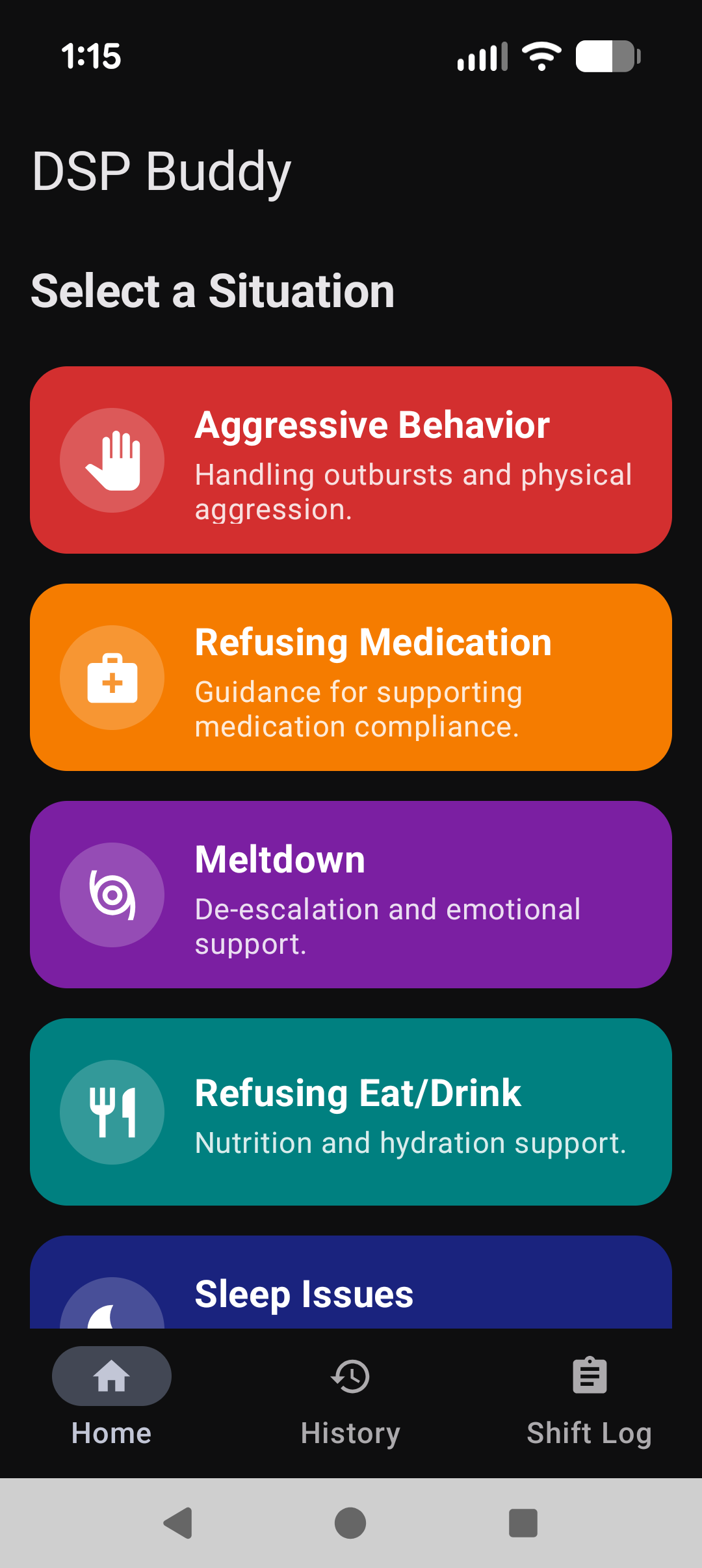 DSP Buddy Home Screen
